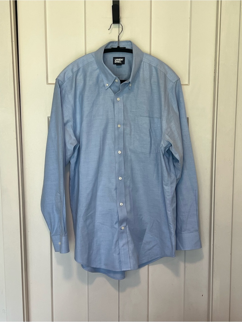 Lands' End Supima No Iron Oxford Light Blue Button-Down Dress Shirt Sz 16-34 NWT